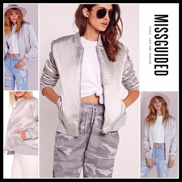 LUXE SATIN MOTO BOMBER JACKET - Picture 8 of 8